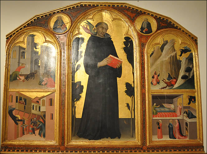 Peinture représentant Agostino Novello et des miracles
