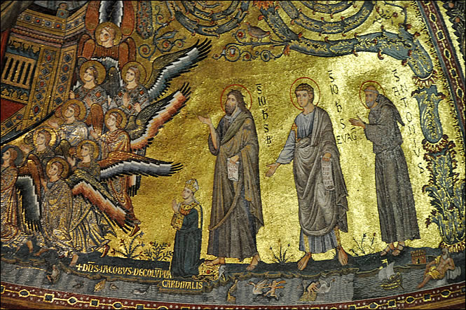 Détail de la mosaïque : les Saints et le Cardinal Colonna
