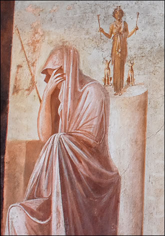 Agamemnon dans la fresque du sacrifice d'Iphigénie